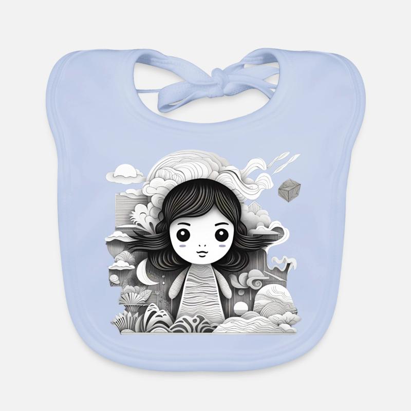 Collage Modern-Stil/Kleines Mädchen + Landschaft Baby Bio-Lätzchen