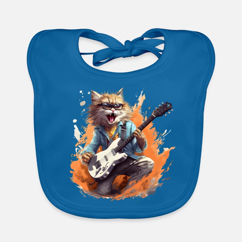 Singing Guitar Playing Cat Organic Baby Bibs