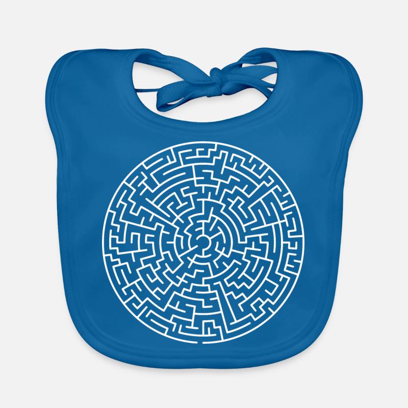 Labyrinthe blanc - Bavoir bio Bébé - bleu paon