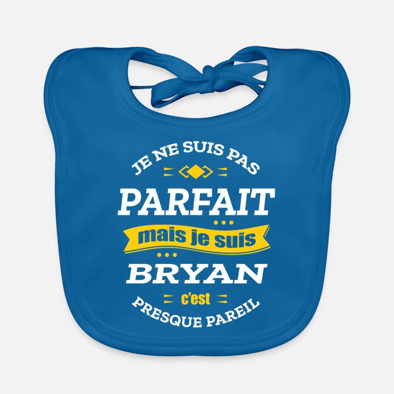 BRYAN PARFAIT - PRENOM BRYAN - Bavoir bio Bébé - bleu paon