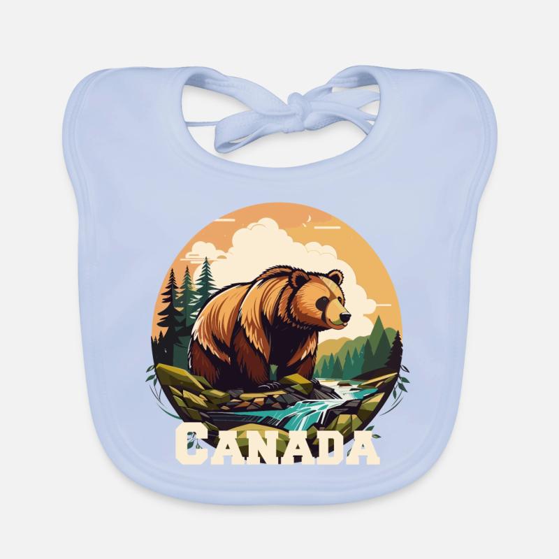 Canada Grizzly Bear Organic Baby Bibs
