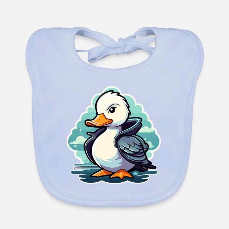 Duck Illustration Organic Baby Bibs