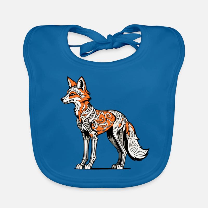 Fox Skeleton Illustration Organic Baby Bibs