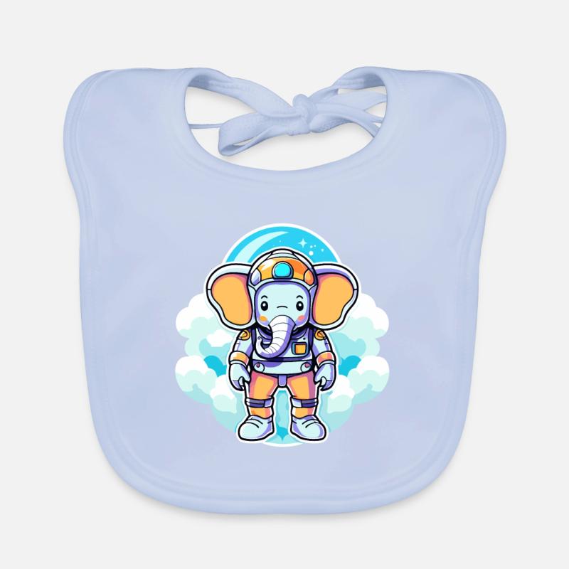 Illustration d’astronaute éléphant Bavoir bio Bébé