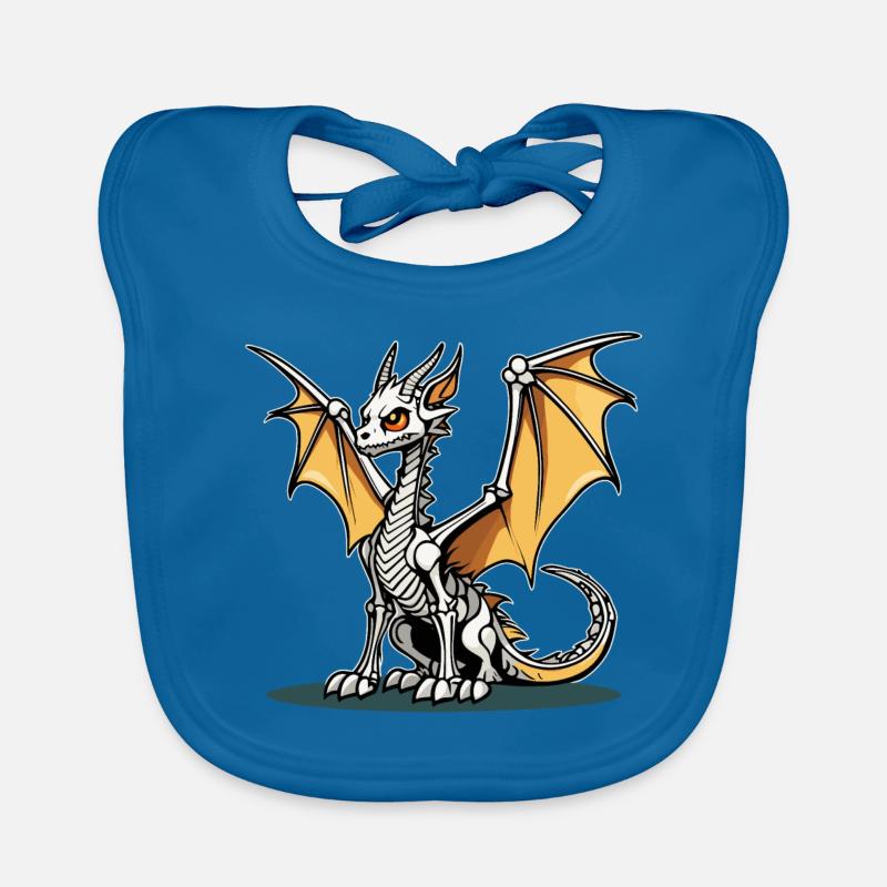 Cute Dragon Skeleton Illustration Organic Baby Bibs