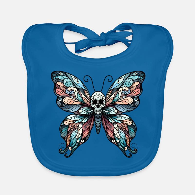Düsterer Schmetterling mit Totenkopf Baby Bio-Lätzchen