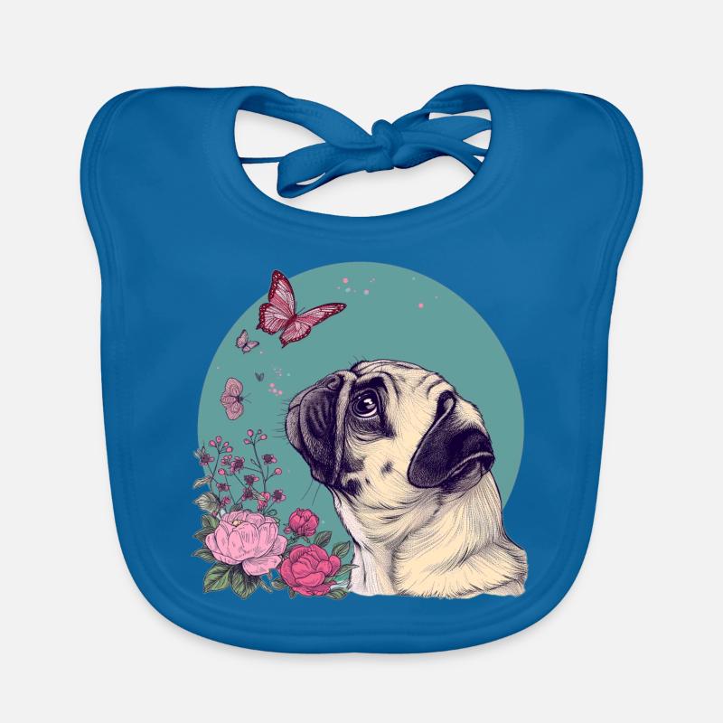 Mops und Schmetterling Baby Bio-Lätzchen