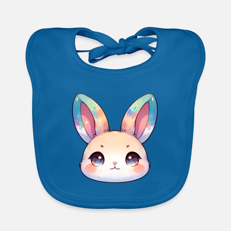 Niedliches Chibi-Hasengesicht mit watefarbenen Ohren Baby Bio-Lätzchen