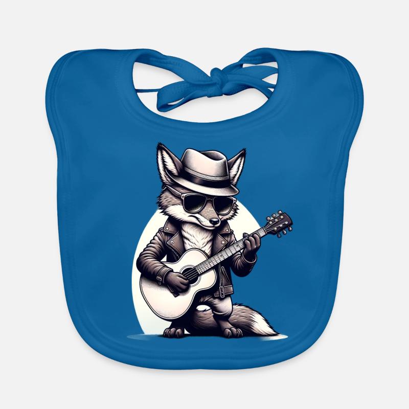 Custom Cartoon Fox Guitar TShirt Organic Baby Bibs