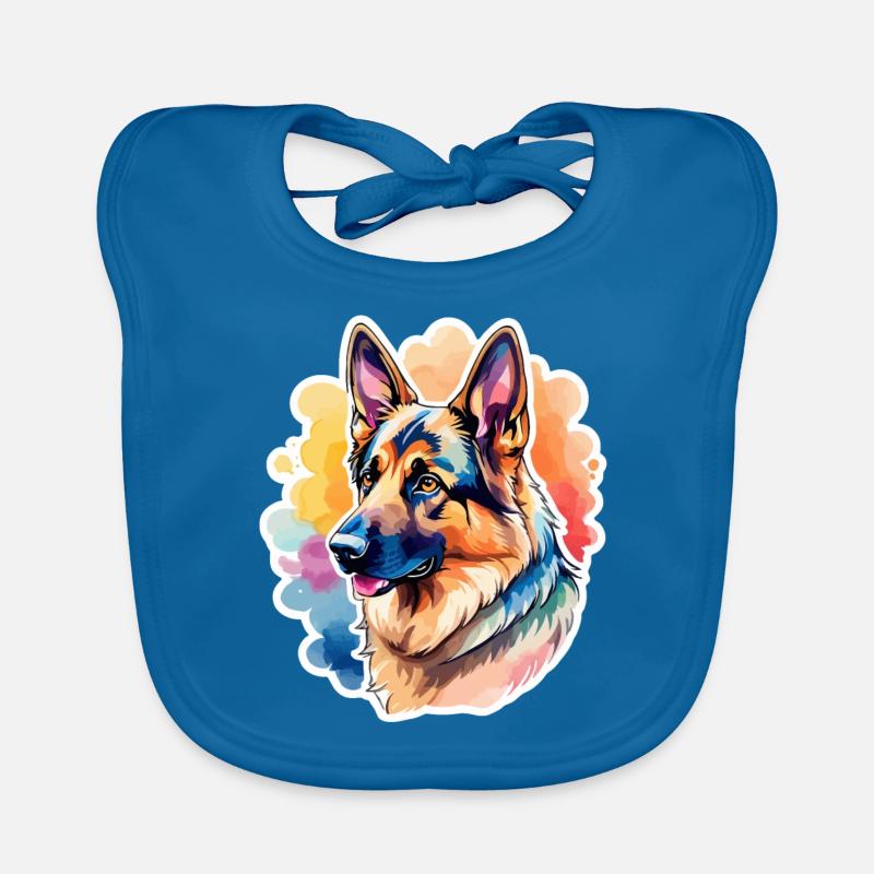 German Shepherd Watercolor Organic Baby Bibs