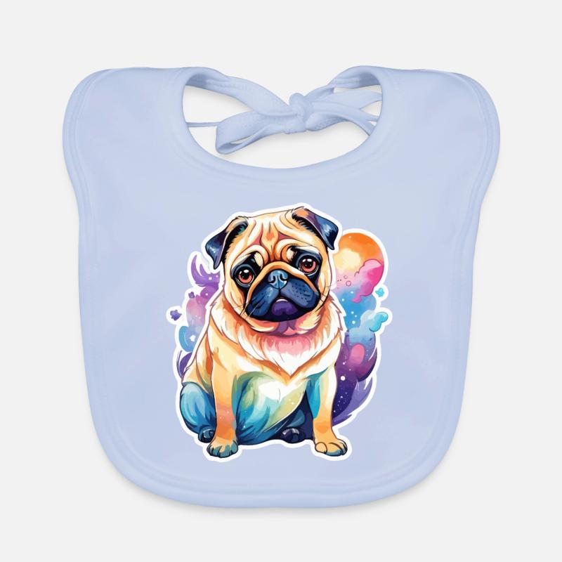 Mops Wasserfarben Baby Bio-Lätzchen