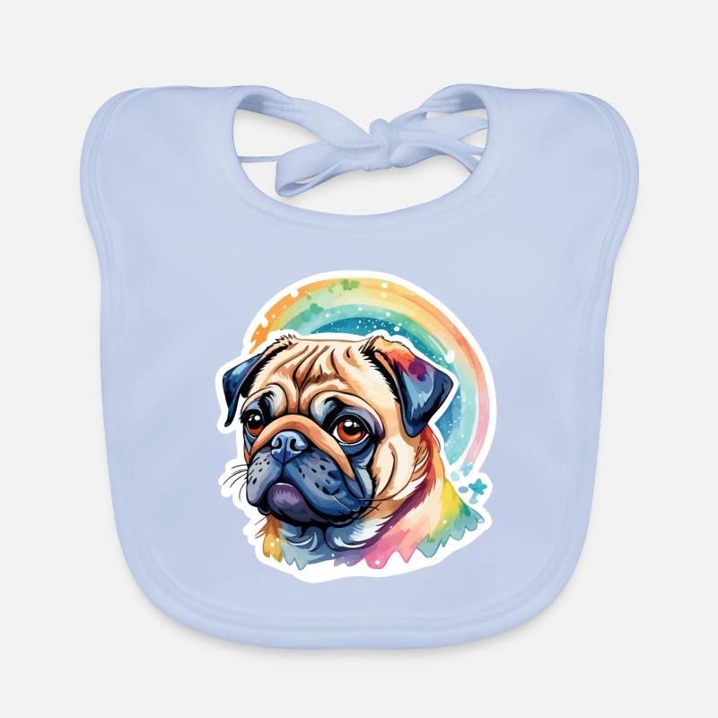 Mops Wasserfarben Baby Bio-Lätzchen