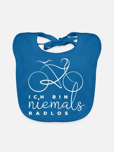 Ich bin niemals radlos - Fahrrad Spruch - Baby Bio-Lätzchen - Pfauenblau
