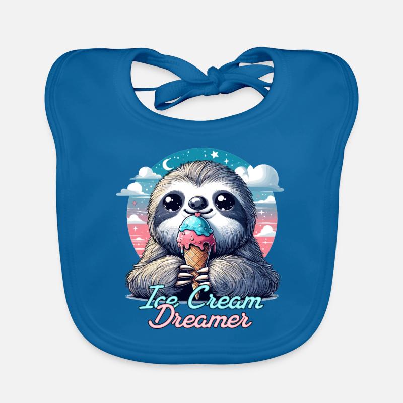 Eiscreme Träumer süßes Faultier mit Eis Geschenk Baby Bio-Lätzchen