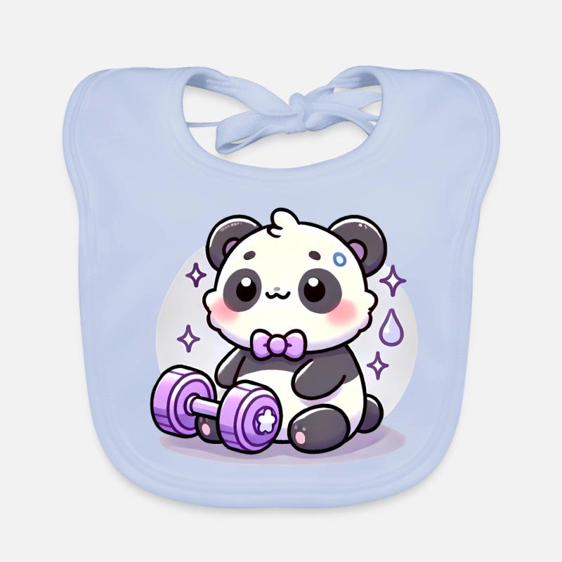 Gym Panda avec conception de dessin animé d’haltères Bavoir bio Bébé