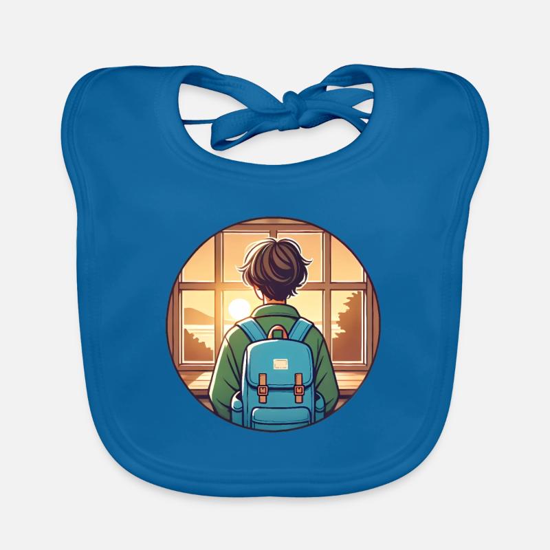 Sunset Student mit Rucksack-Abzeichen Baby Bio-Lätzchen