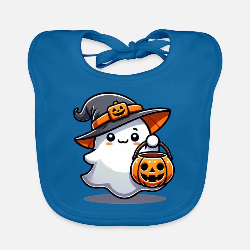 Cute Ghost with Witch Hat Pumpkin Organic Baby Bibs
