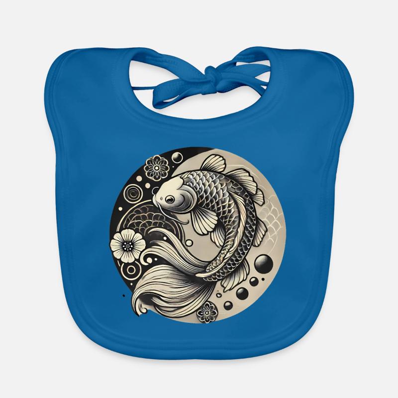 Koi Fish Harmony Design - Bavoir bio Bébé - bleu paon