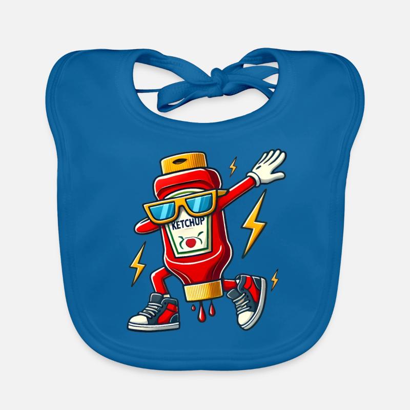 Conception de bouteille de ketchup Dab - Bavoir bio Bébé - bleu paon