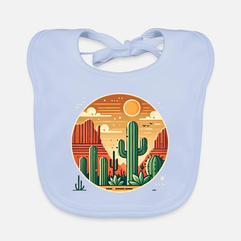 Desert Sunset with Cacti Landscape Organic Baby Bibs