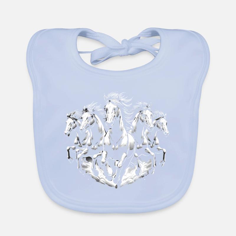 Chevaux de course Dynamic Noir Blanc Design Bavoir bio Bébé