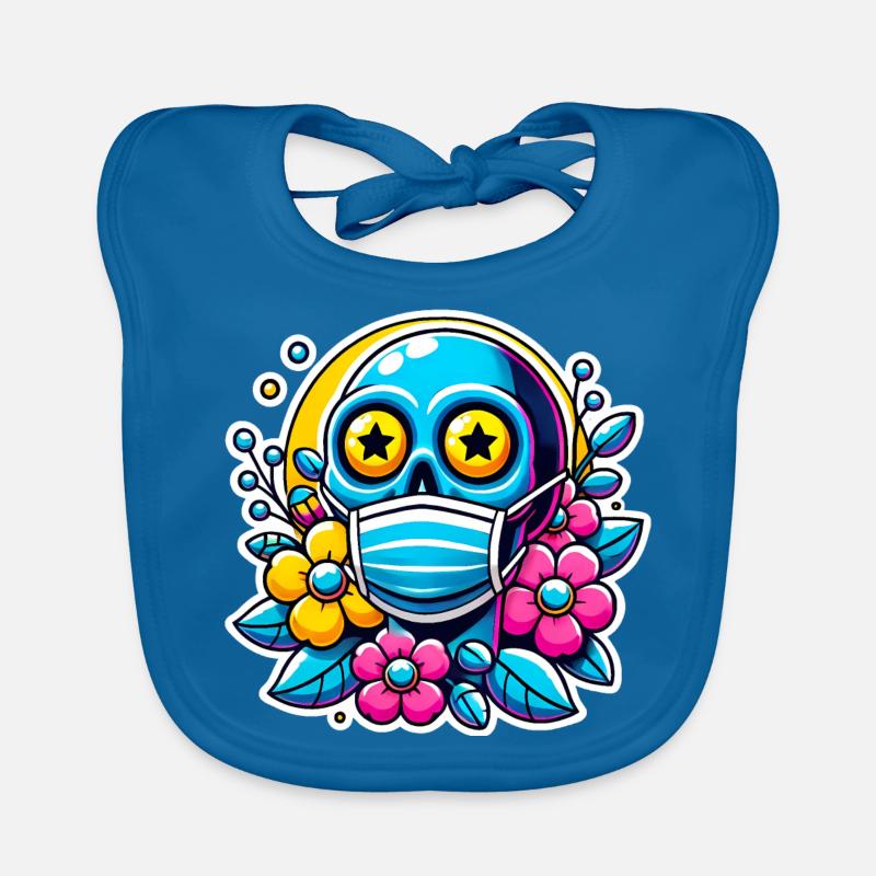 Dead Inside Skull with Rainbow Flowers Organic Baby Bibs