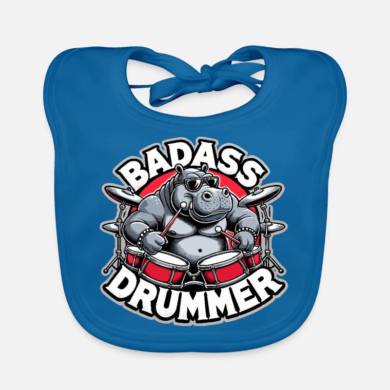 Badass Drummer Hippo Cool Gift Bavoir bio Bébé