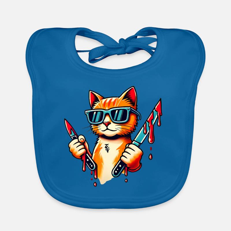 Coole Katze mit Messern Pop Art Design Baby Bio-Lätzchen