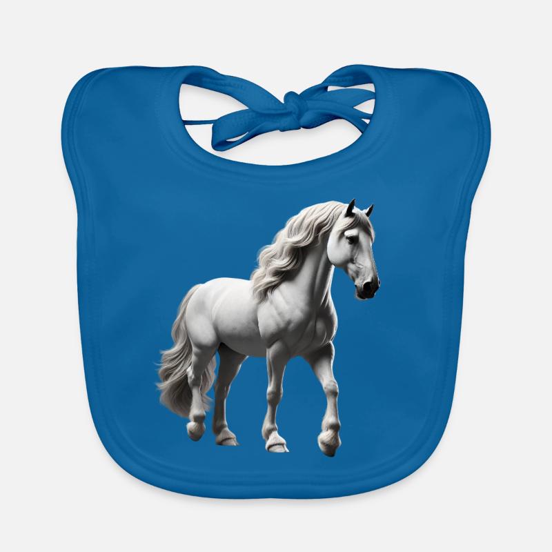 Horse Grey White Organic Baby Bibs