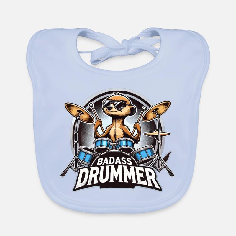 Knallharter Schlagzeuger Erdmännchen cool Geschenk Baby Bio-Lätzchen