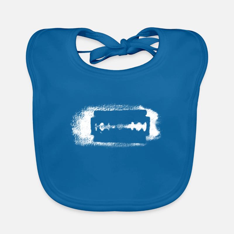 Rasierklinge weiß - Baby Bio-Lätzchen - Pfauenblau