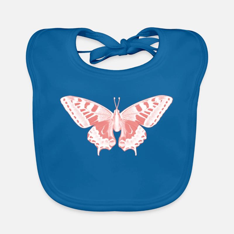 Papillon Rose Éthérée - Bavoir bio Bébé - bleu paon