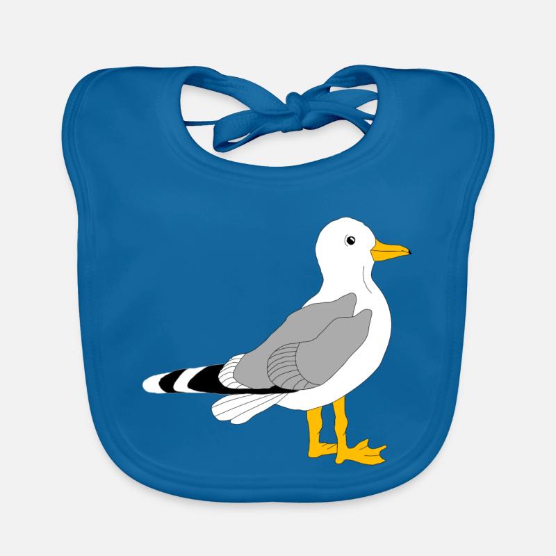 Whimsical Grey Wing Duck Illustration Organic Baby Bibs