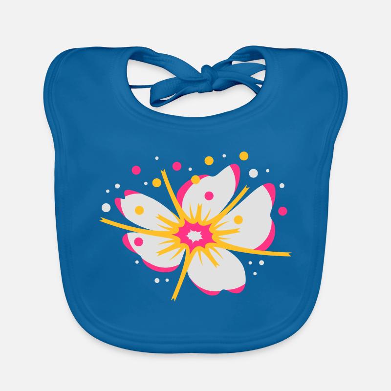 Kirschblüte mit Blütenstaub - Baby Bio-Lätzchen - Pfauenblau