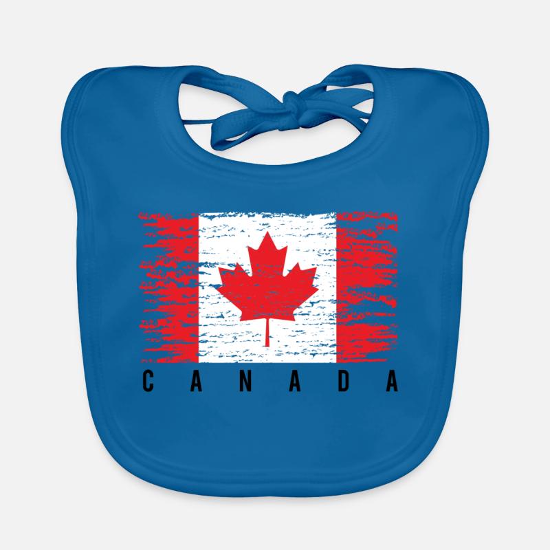 Drapeau Canadien en Grunge - Bavoir bio Bébé - bleu paon