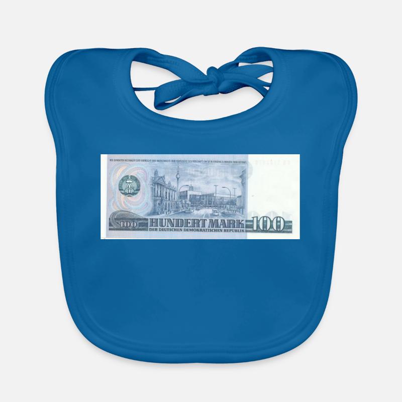 100 Mark der DDR - Baby Bio-Lätzchen - Pfauenblau