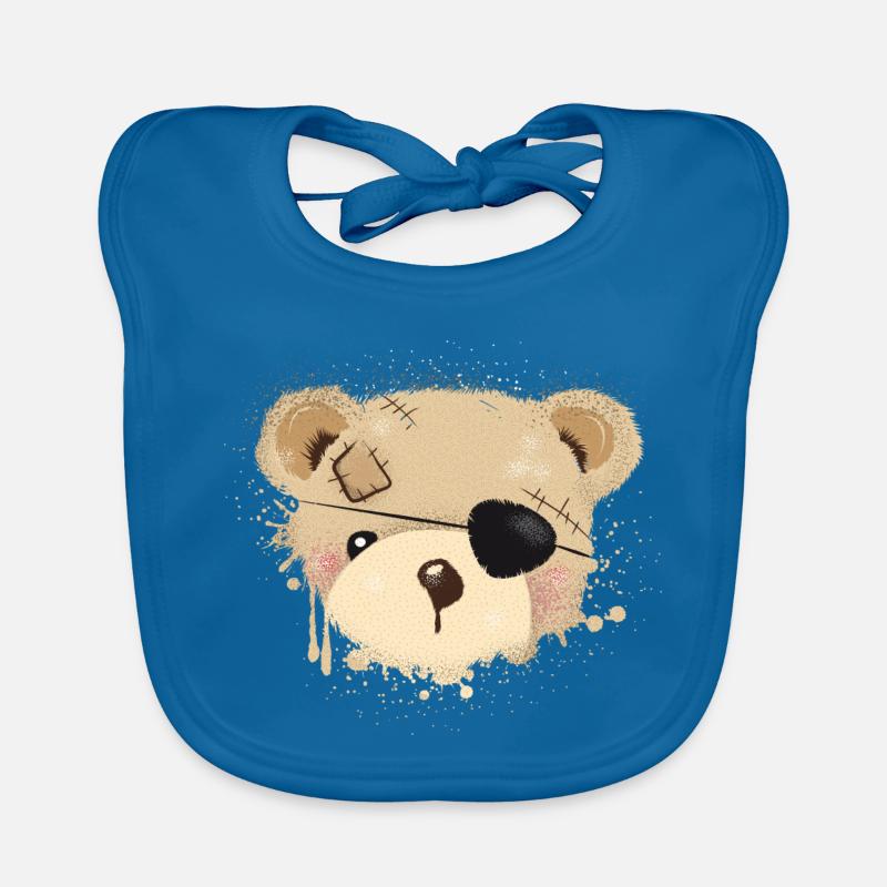 Teddy with eye patch Organic Baby Bibs
