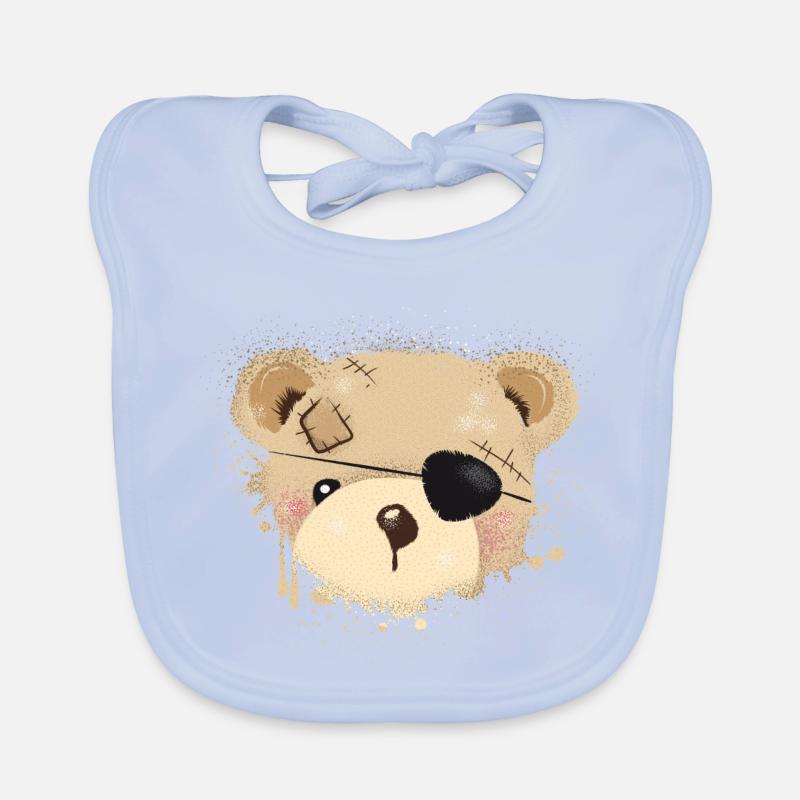 Nounours avec cache-œil Bavoir bio Bébé