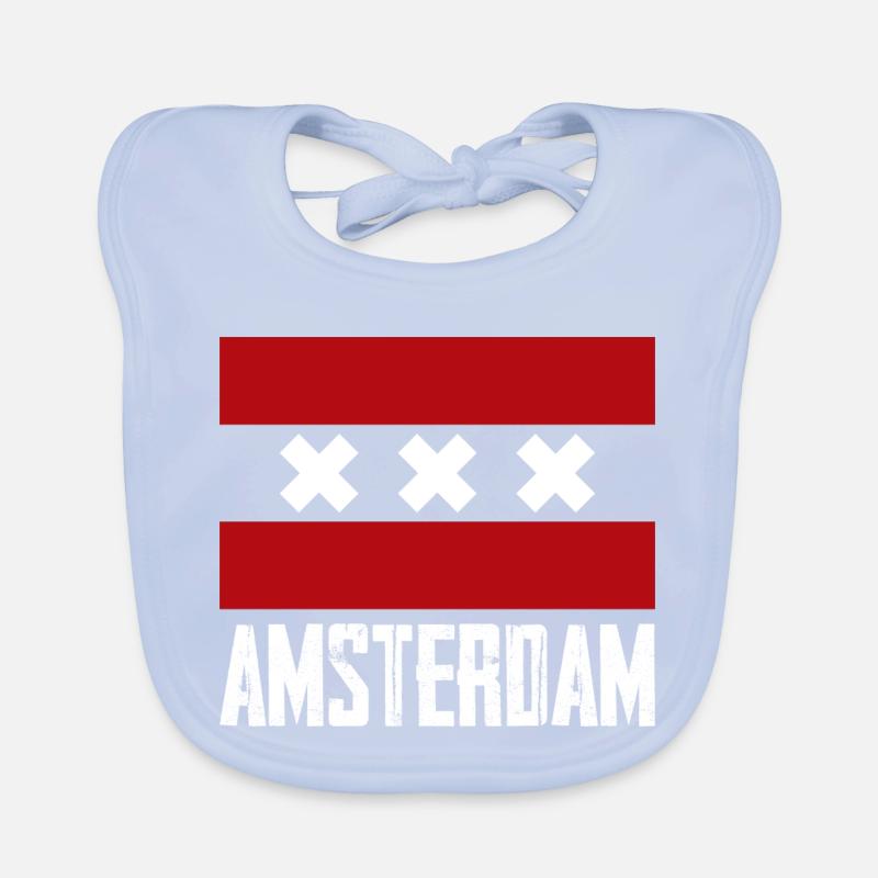 Amsterdam X Gestreiftes Emblem Baby Bio-Lätzchen