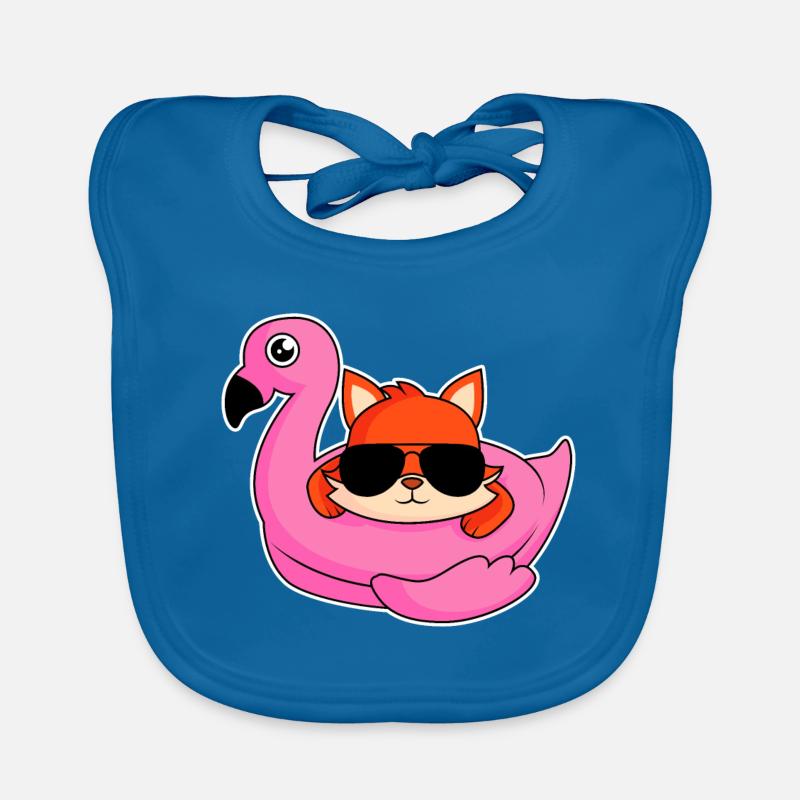 Fuchs im Flamingo - Design Baby Bio-Lätzchen