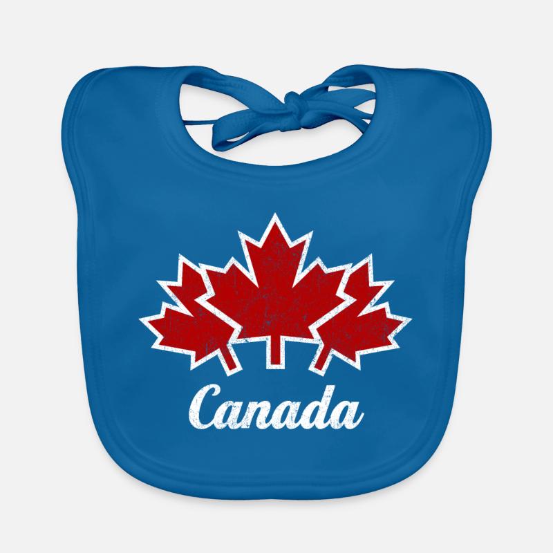 CANADA, CANADA 3 FEUILLES MAPLE UTILISÉES - Bavoir bio Bébé - bleu paon