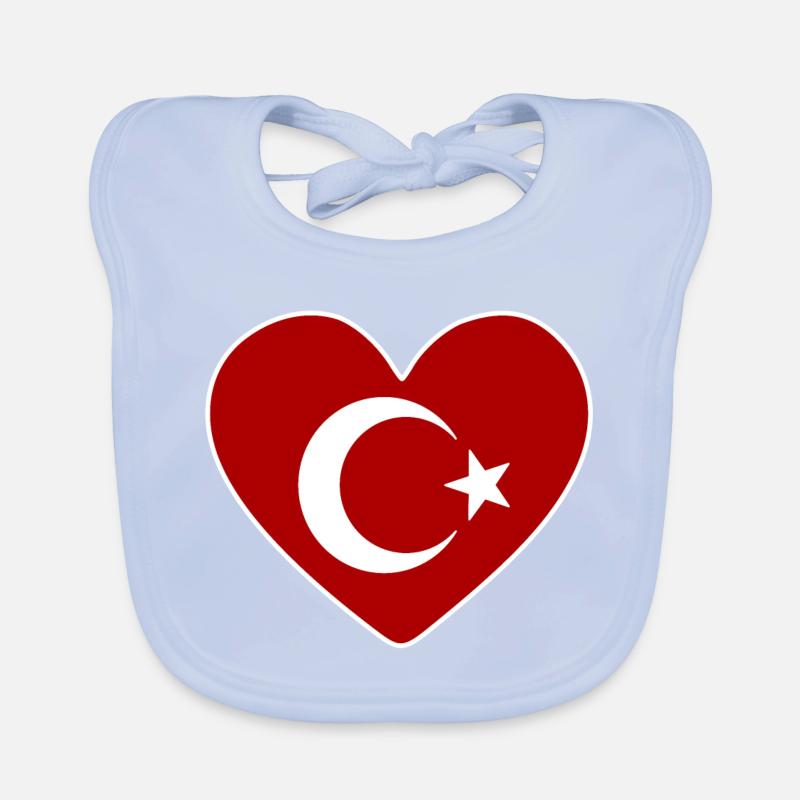 Heart as a Turkish flag Organic Baby Bibs