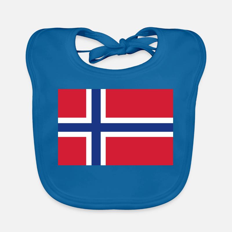 Drapeau de la Norvège - Bavoir bio Bébé - bleu paon