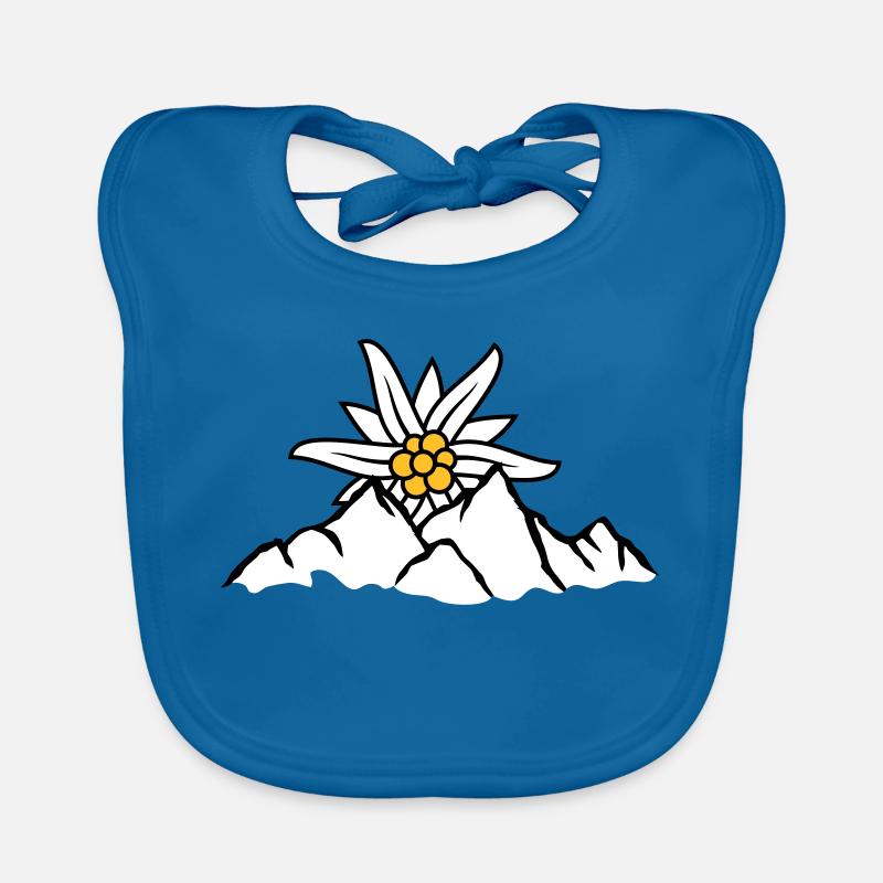 Sonne Bergblume Edelweiss - Baby Bio-Lätzchen - Pfauenblau