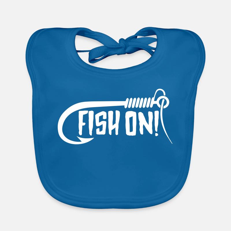 Pêcheur, pêcheur, pêche, dire, pêche - Bavoir bio Bébé - bleu paon