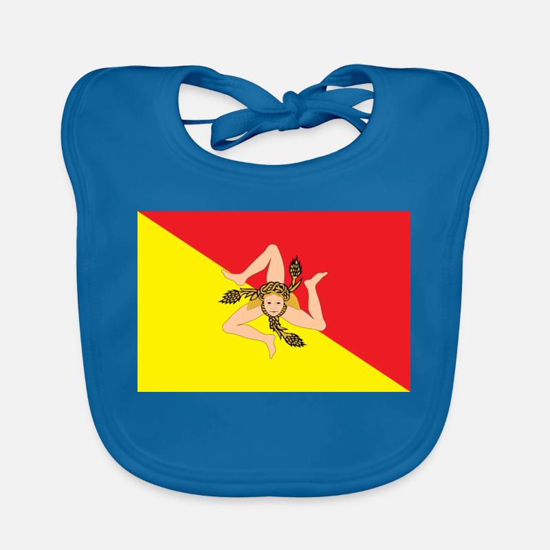 drapeau d’autocollant de l’autocollant de sicile drapeau Sicile Bavoir bio Bébé