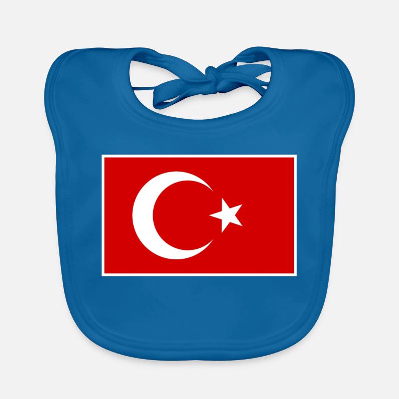 Drapeau turc : design élégant du symbole - Bavoir bio Bébé - bleu paon