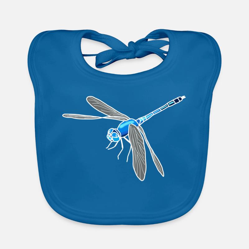 Libellule - Bavoir bio Bébé - bleu paon