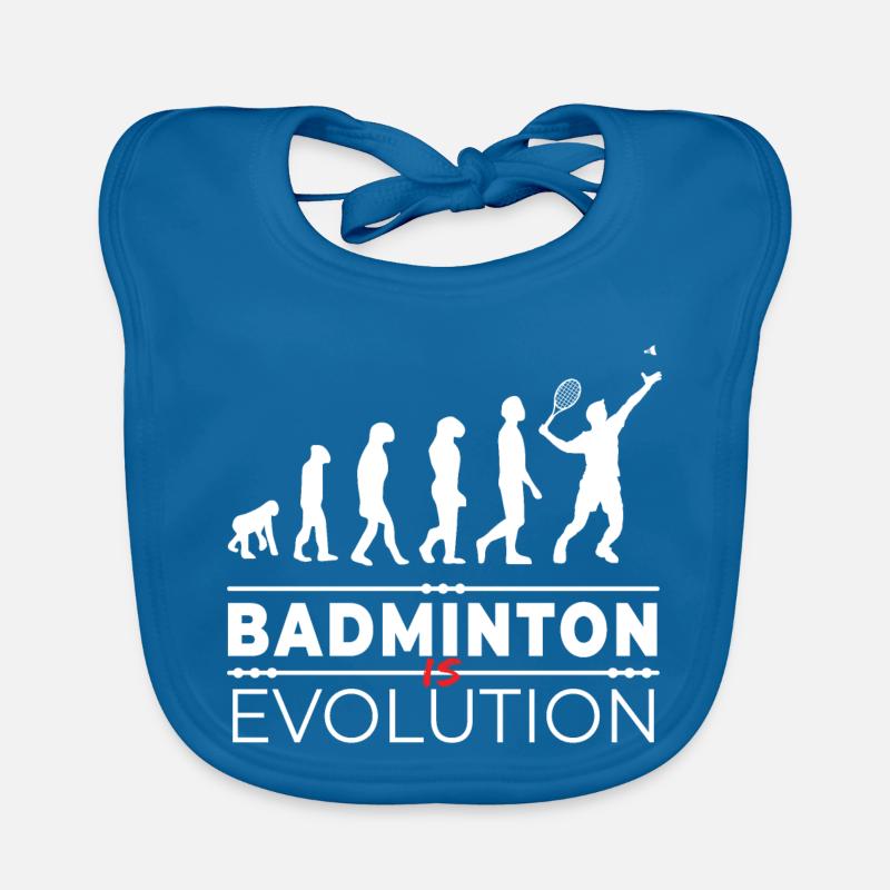 Badminton is evolution - Message Humour Parodie Bavoir bio Bébé