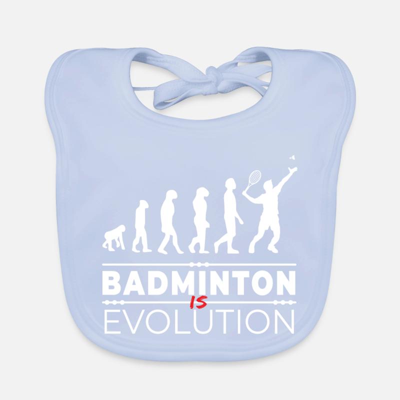 Badminton is evolution - Message Humor Parodie Baby Bio-Lätzchen